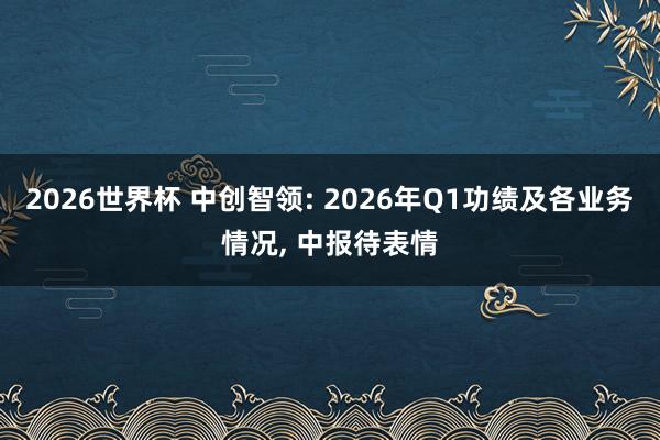 2026世界杯 中创智领: 2026年Q1功绩及各业务情况, 中报待表情