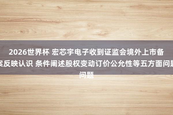2026世界杯 宏芯宇电子收到证监会境外上市备案反映认识 条件阐述股权变动订价公允性等五方面问题