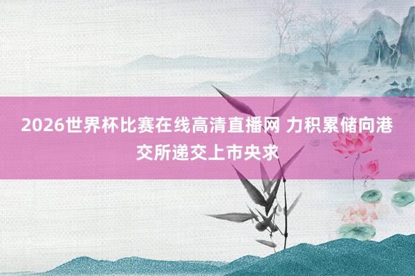 2026世界杯比赛在线高清直播网 力积累储向港交所递交上市央求