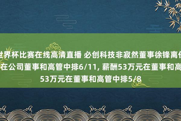 世界杯比赛在线高清直播 必创科技非寂然董事徐锋离任, 年齿51岁在公司董事和高管中排6/11, 薪酬53万元在董事和高管中排5/8