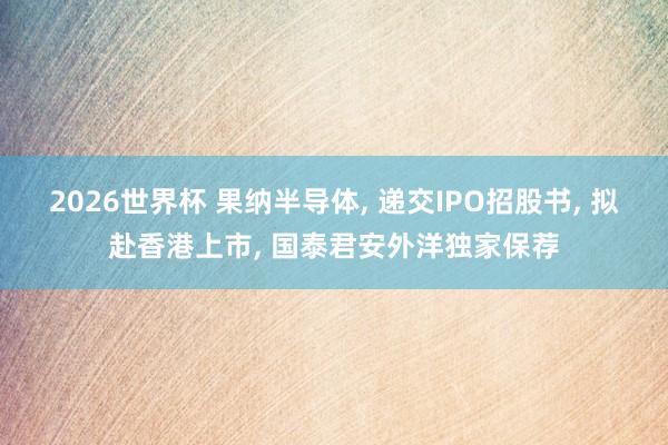 2026世界杯 果纳半导体, 递交IPO招股书, 拟赴香港上市, 国泰君安外洋独家保荐