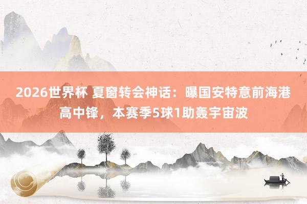 2026世界杯 夏窗转会神话:曝国安特意前海港高中锋,本赛季5球1助轰宇宙波