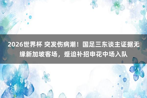 2026世界杯 突发伤病潮!国足三东谈主证据无缘新加坡客场,蹙迫补招申花中场入队