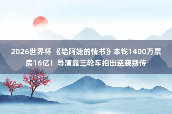 2026世界杯 《给阿嬷的情书》本钱1400万票房16亿！导演靠三轮车拍出逆袭别传