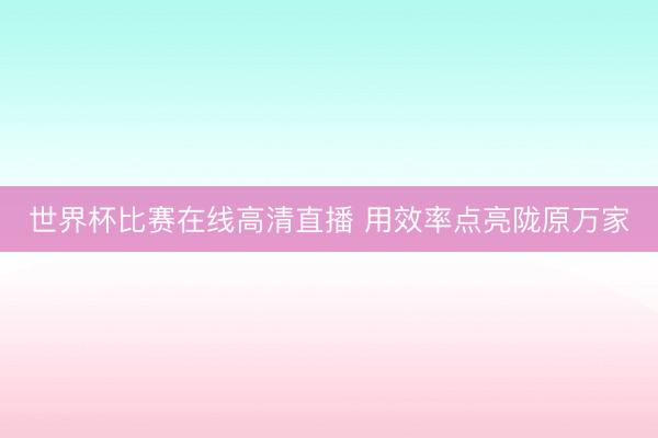 世界杯比赛在线高清直播 用效率点亮陇原万家